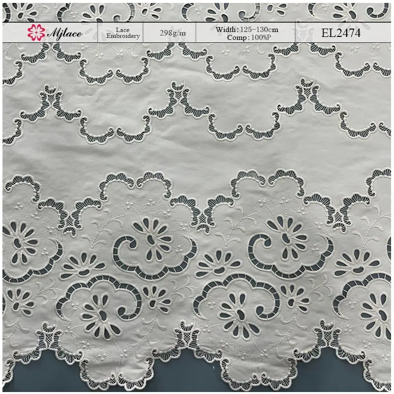 スカラップブルームレーザー刺繍レース – スカラップ状の花柄レーザーカット生地