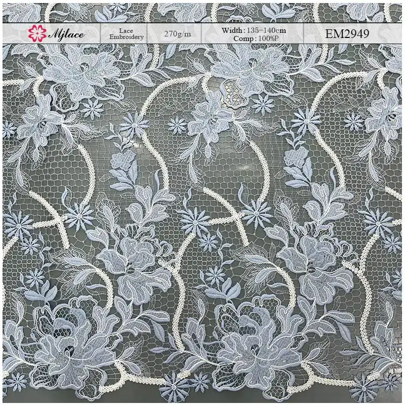 Frosted Garden Multi-Color Water-Soluble Embroidered Lace – Multi-Color Floral Embroidery Lace Fabric