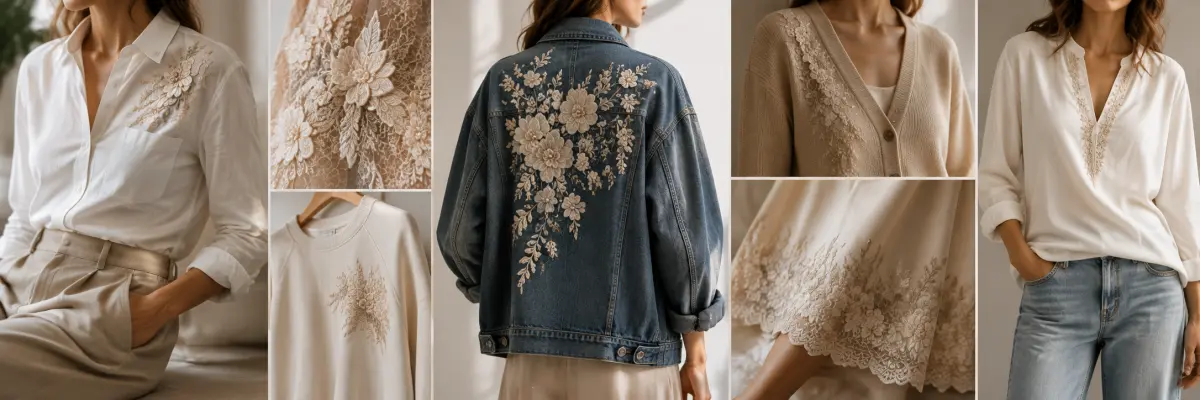 Embroidered appliques for luxury casualwear