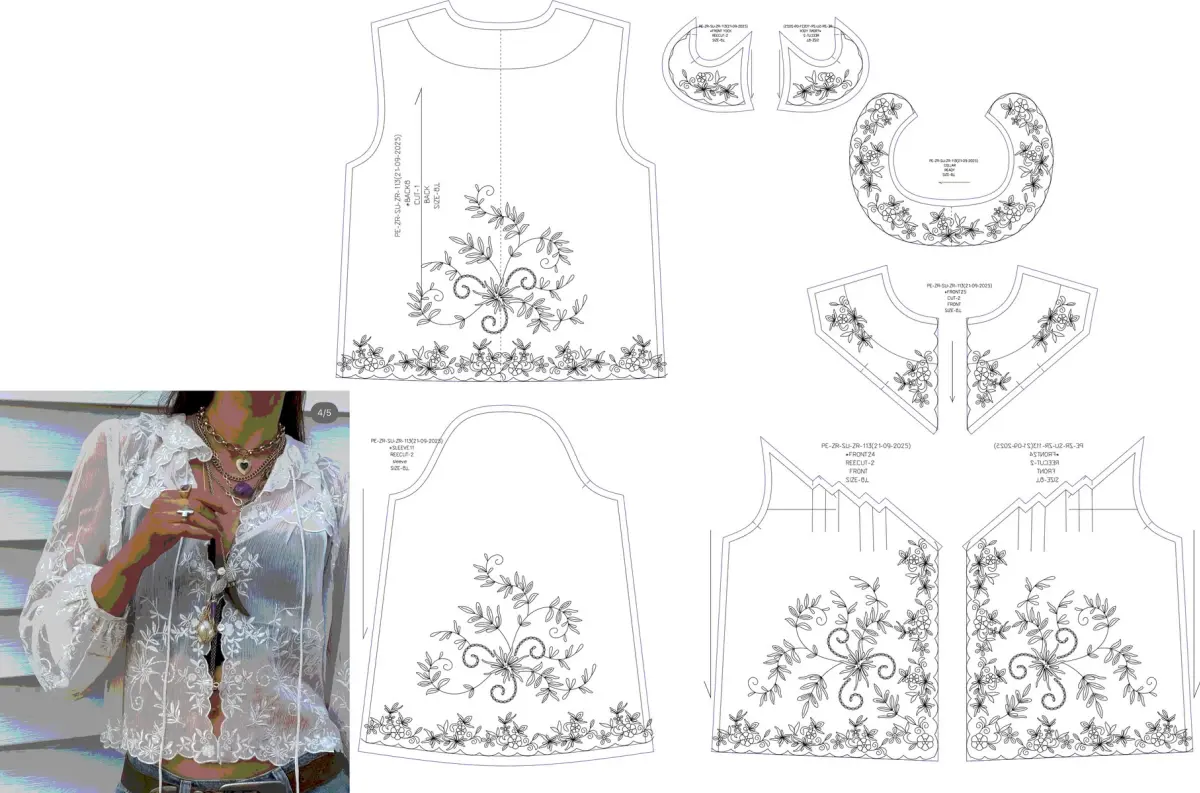 floral embroidery pattern design