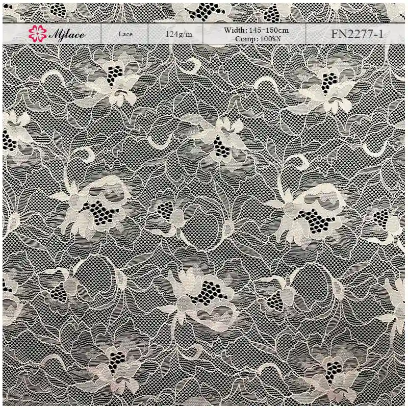 MeadowSong Lightweight Sheer Nylon Lace – Delicate Floral Embroidered Fabric