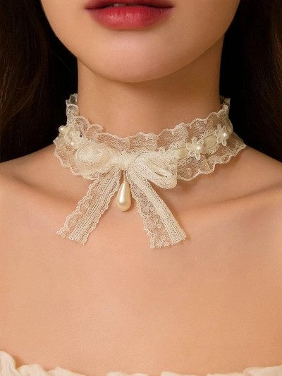 close-up lace choker necklace neck