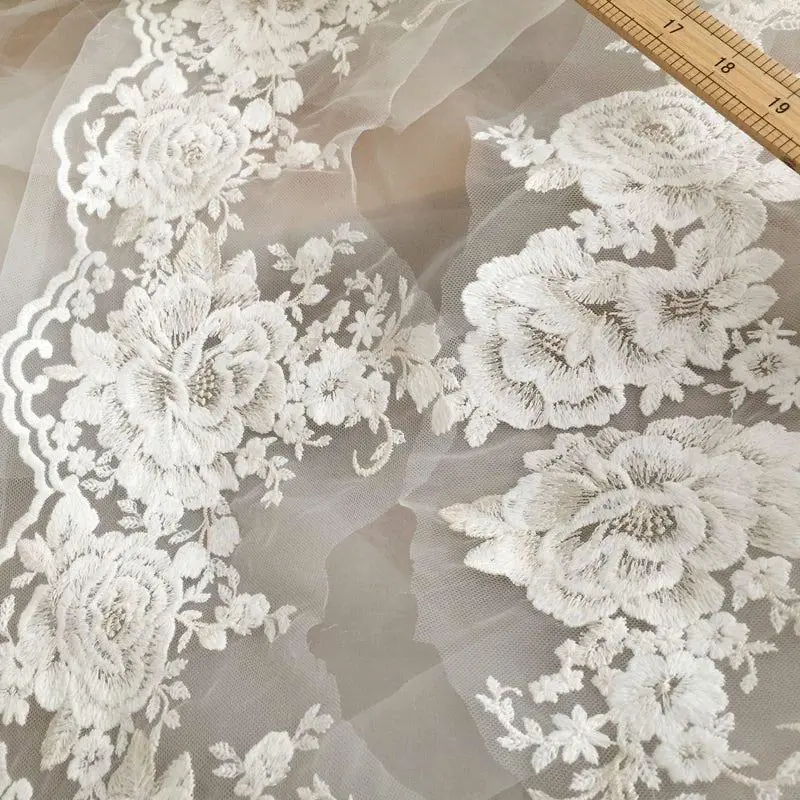 Large and small floral lace comparison