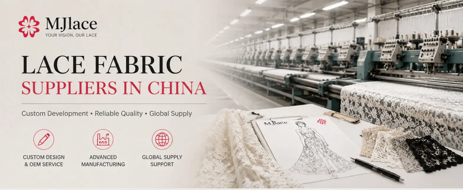 Lace fabric manufacturer in China factory