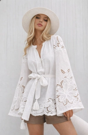white embroidered lace blouse