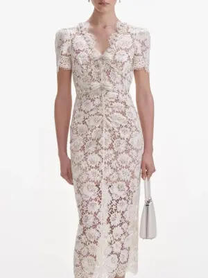 white lace skirt suit set