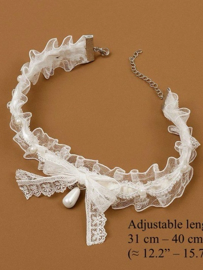 lace choker necklace on brown background